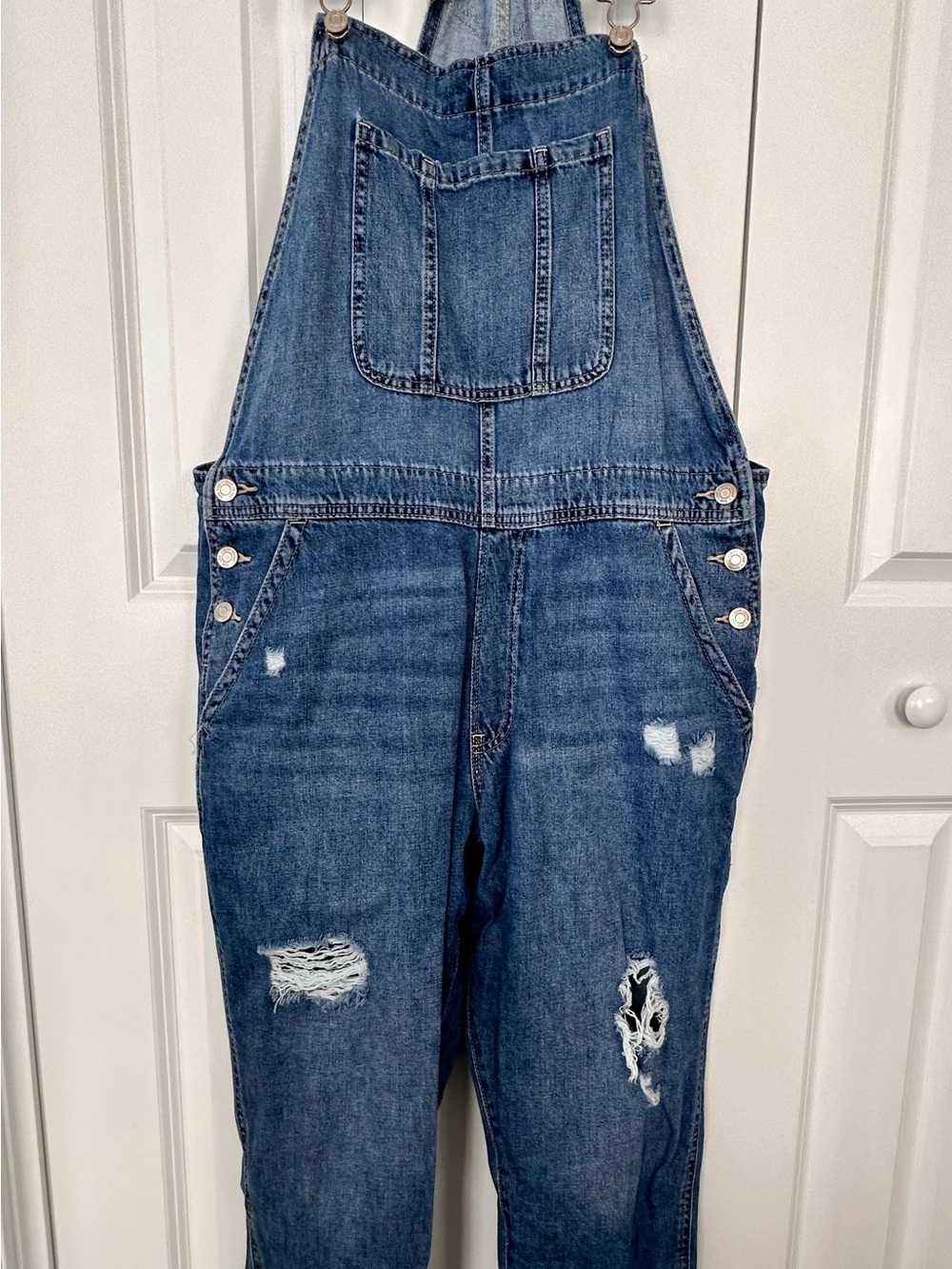 GAP Blue Distressed Denim Overalls
